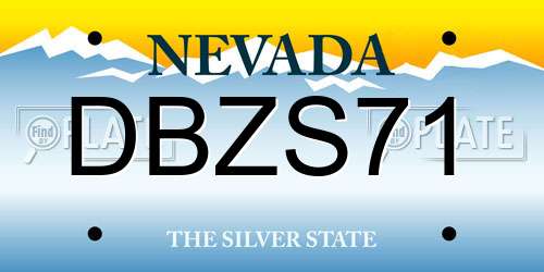 DBZS71 Nevada License Plate