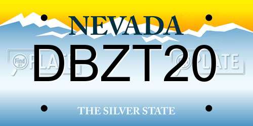 DBZT20 Nevada License Plate