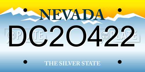 DC2O422 Nevada License Plate