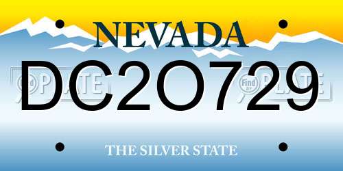 DC2O729 Nevada License Plate