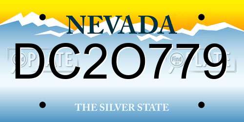 DC2O779 Nevada License Plate