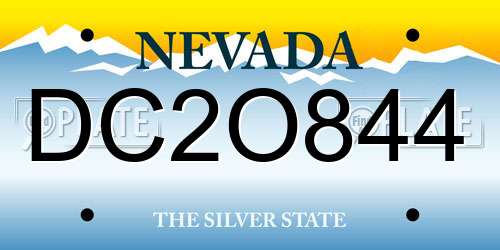 DC2O844 Nevada License Plate