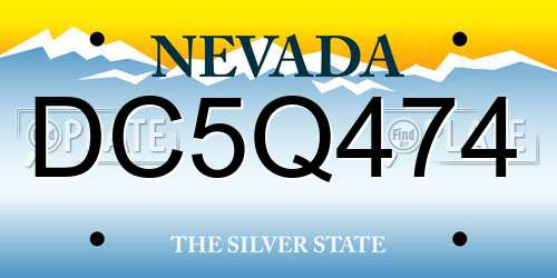 DC5Q474 Nevada License Plate