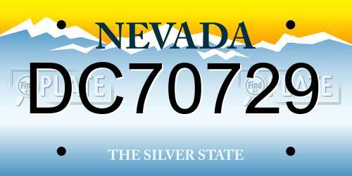 DC70729 Nevada License Plate