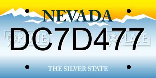 DC7D477 Nevada License Plate