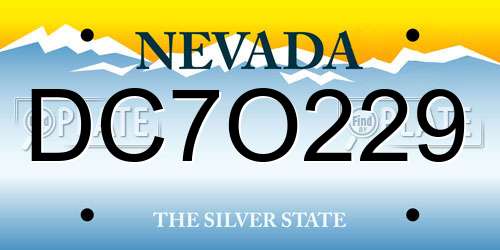 DC7O229 Nevada License Plate