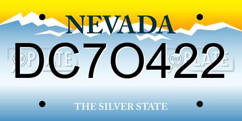 DC7O422 Nevada License Plate