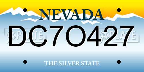 DC7O427 Nevada License Plate