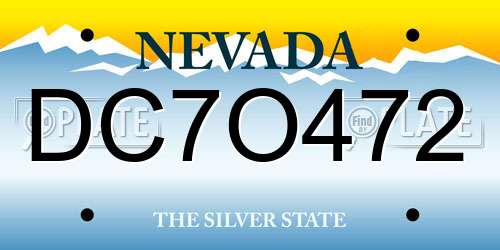 DC7O472 Nevada License Plate