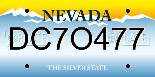 DC7O477 Nevada License Plate