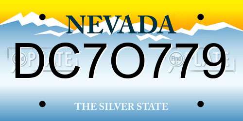 DC7O779 Nevada License Plate
