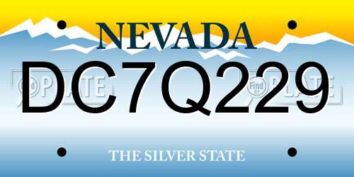 DC7Q229 Nevada License Plate
