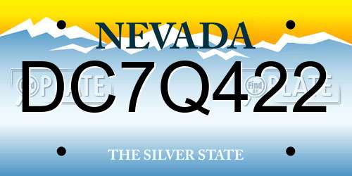 DC7Q422 Nevada License Plate