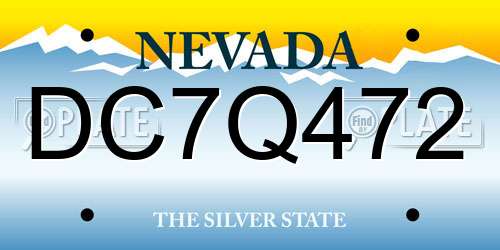 DC7Q472 Nevada License Plate