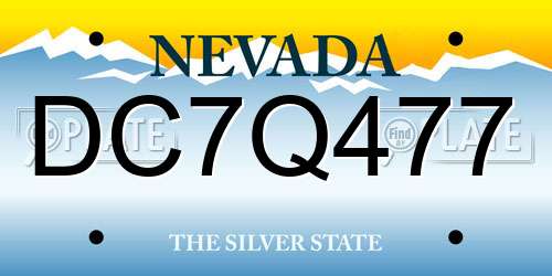 DC7Q477 Nevada License Plate