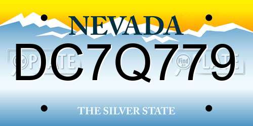 DC7Q779 Nevada License Plate