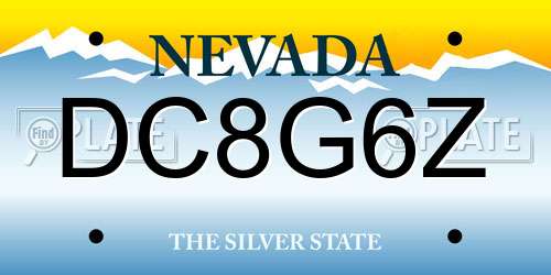 DC8G6Z Nevada License Plate