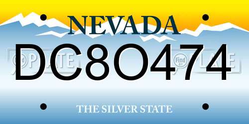 DC8O474 Nevada License Plate