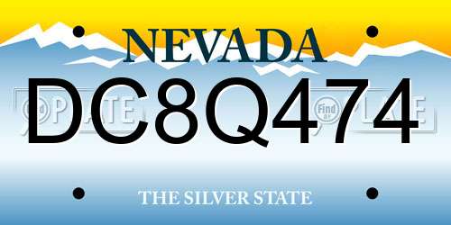 DC8Q474 Nevada License Plate