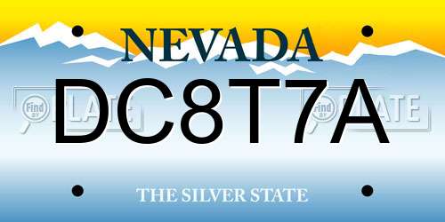 DC8T7A Nevada License Plate