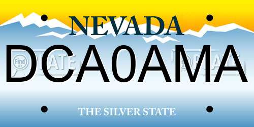 DCA0AMA Nevada License Plate