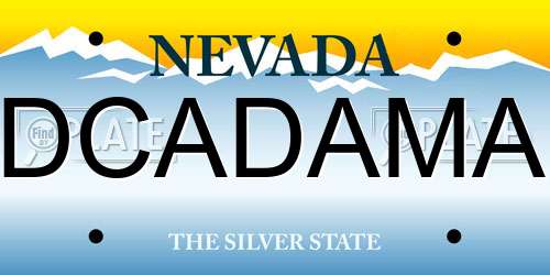 DCADAMA Nevada License Plate