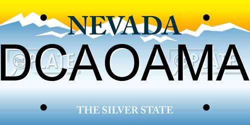 DCAOAMA Nevada License Plate