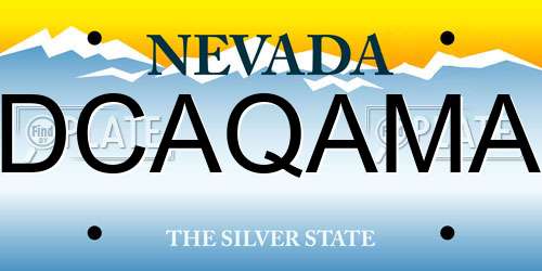 DCAQAMA Nevada License Plate