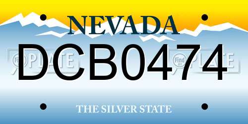 DCB0474 Nevada License Plate