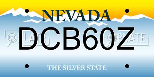 DCB60Z Nevada License Plate