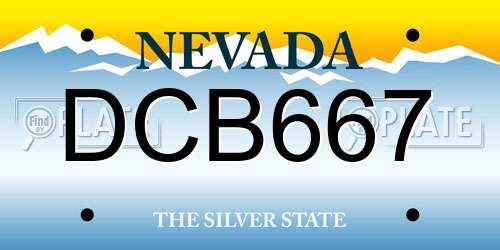 DCB667 Nevada License Plate