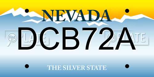DCB72A Nevada License Plate