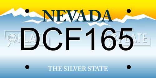 DCF165 Nevada License Plate