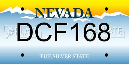 DCF168 Nevada License Plate