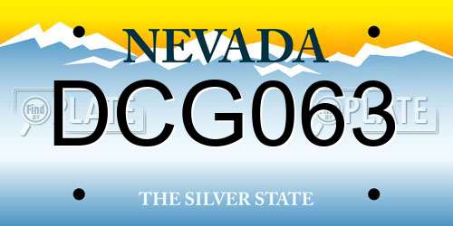DCG063 Nevada License Plate