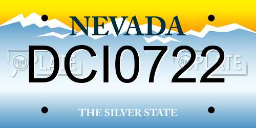 DCI0722 Nevada License Plate