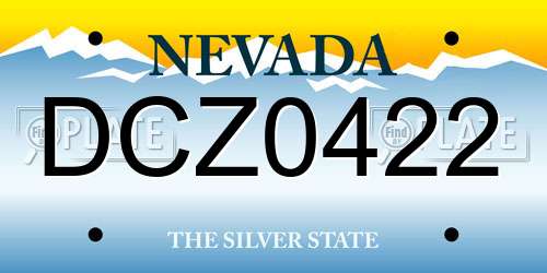 DCZ0422 Nevada License Plate