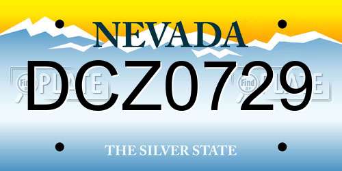 DCZ0729 Nevada License Plate