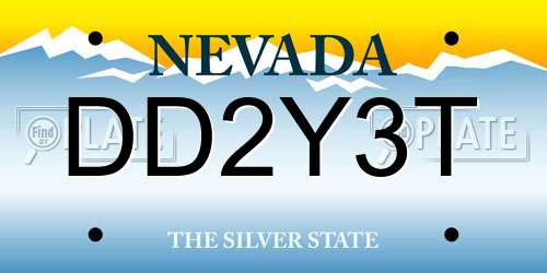 DD2Y3T Nevada License Plate