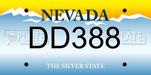 DD388 Nevada License Plate