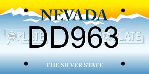 DD963 Nevada License Plate