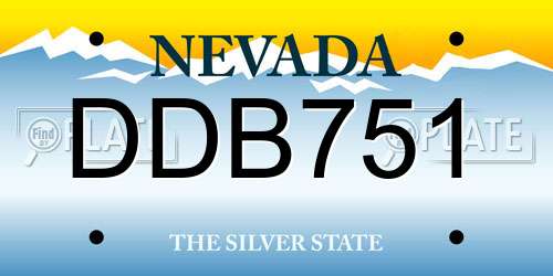 DDB751 Nevada License Plate