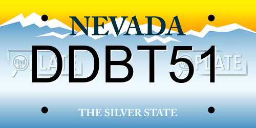 DDBT51 Nevada License Plate