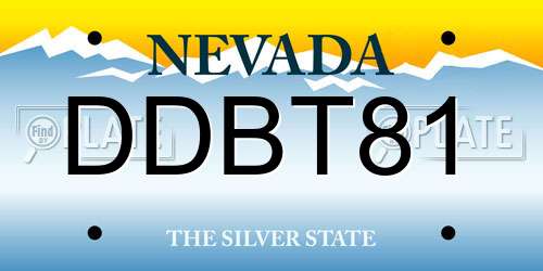 DDBT81 Nevada License Plate