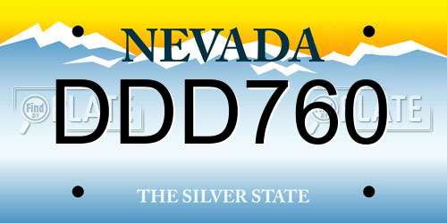 DDD760 Nevada License Plate