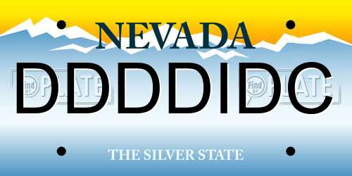 DDDDIDC Nevada License Plate