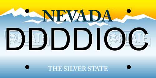 DDDDIOC Nevada License Plate