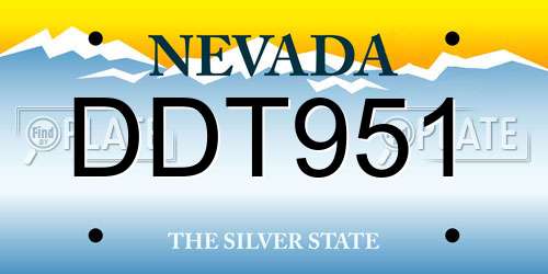 DDT951 Nevada License Plate