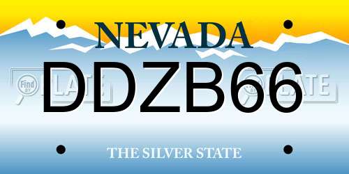 DDZB66 Nevada License Plate