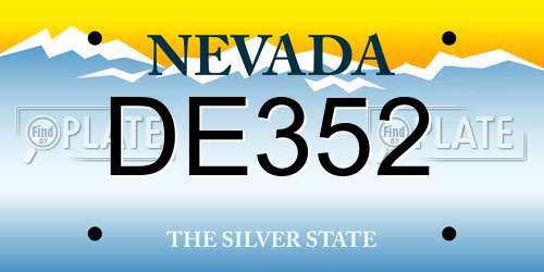 DE352 Nevada License Plate
